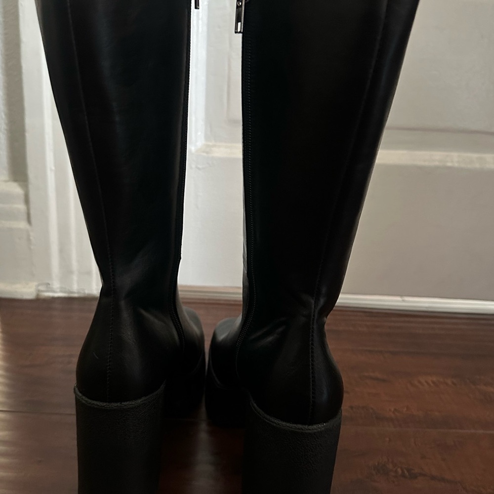 New with box Lamoda Black Slick Nicks Calf High Boots 8 - Picture 8 of 9